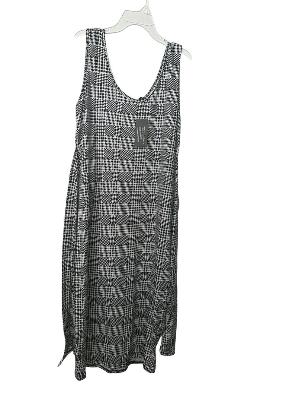 Illord Black White Houndstooth Sleeveless Dress Size 1X